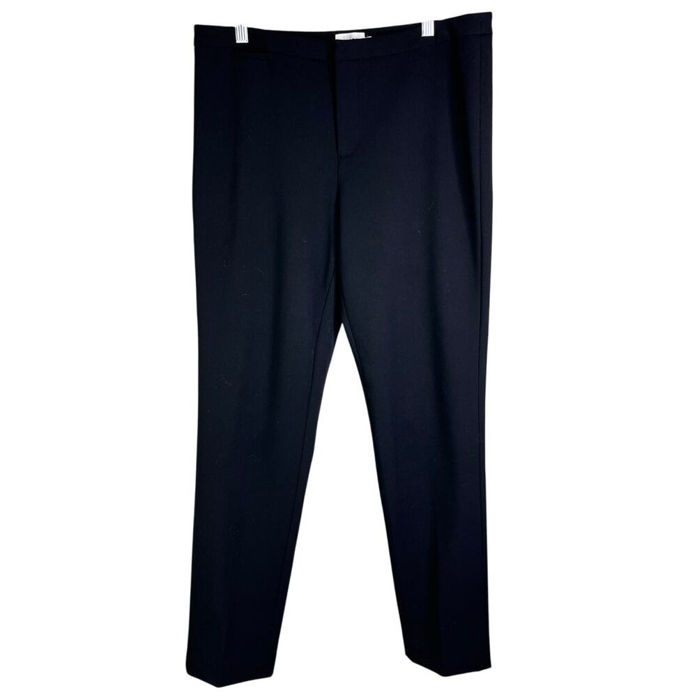 R LABEL Pants Women L Black Stretch Pull-On Tapered Leg Slim Cut Hi-Rise Minimal